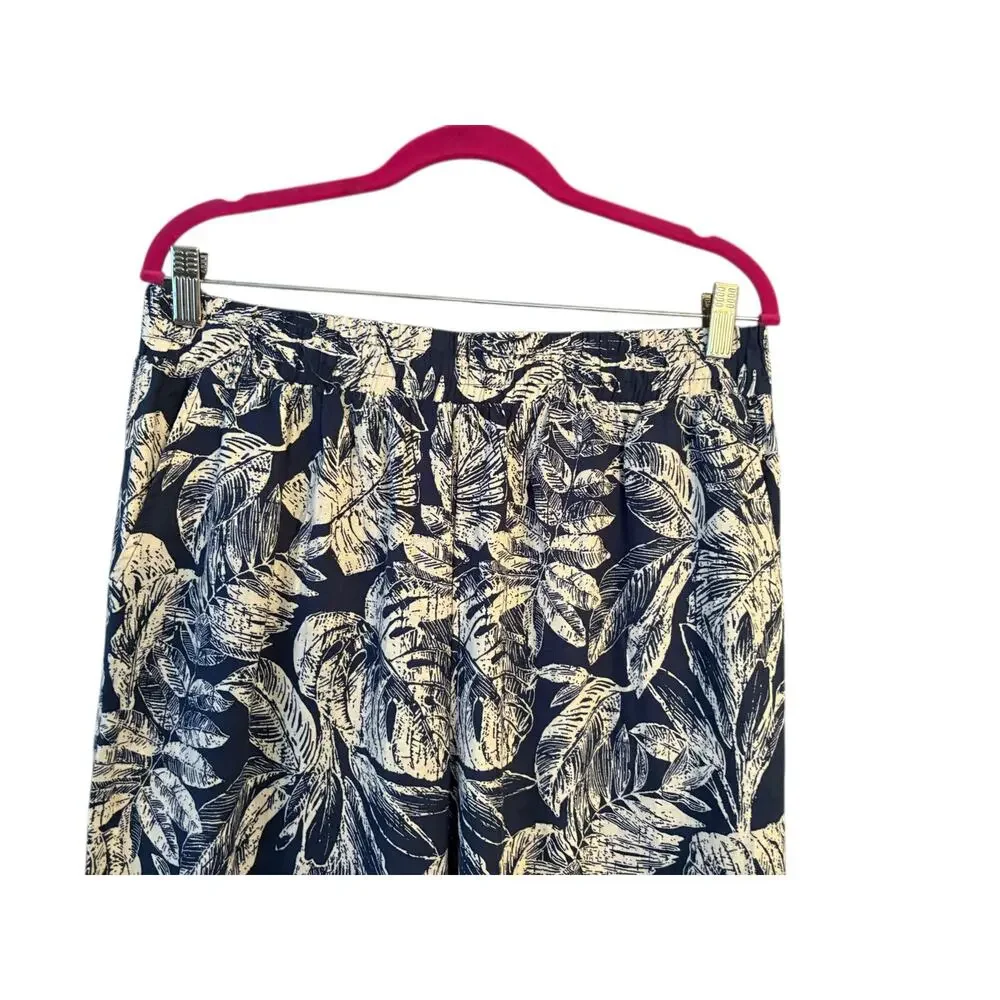 Panama Jack Beachy Tropical Pants Coastal Linen Blend Flowy Airy XL Botanical